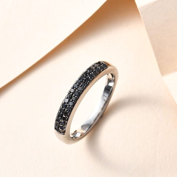 Schwarzer Diamant Ring, 925 Silber platiniert (Größe 16.00) ca. 0,20 ct image number 2