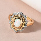 Natürlicher Äthiopischer Opal und Zirkon Ring 925 Silber vergoldet  ca. 0,86 ct image number 1