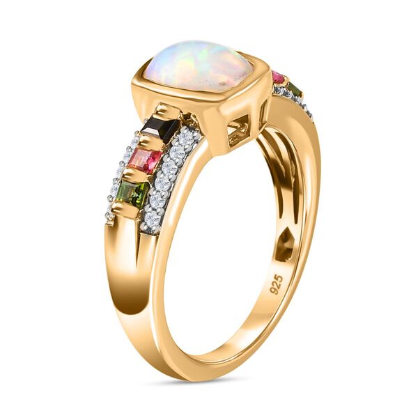 Nat&uuml;rlicher, &auml;thiopischer Welo Opal, mehrfarbiger Turmalin und Zirkon-Ring - 1,52 ct. image number 5