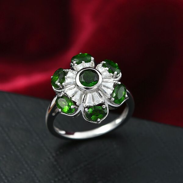 Nat&uuml;rlicher Chromdiopsid Ring 925 Silber rhodiniert (Gr&ouml;&szlig;e 20.00) ca. 2,78 ct image number 1