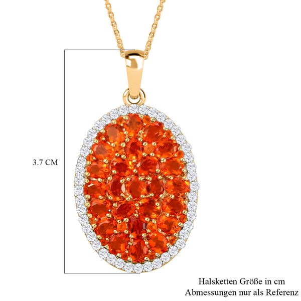 Salamanca Feueropal-Anhänger mit Kette, 925 Silber Gelbgold Vermeil, ca. 3.92 ct image number 7