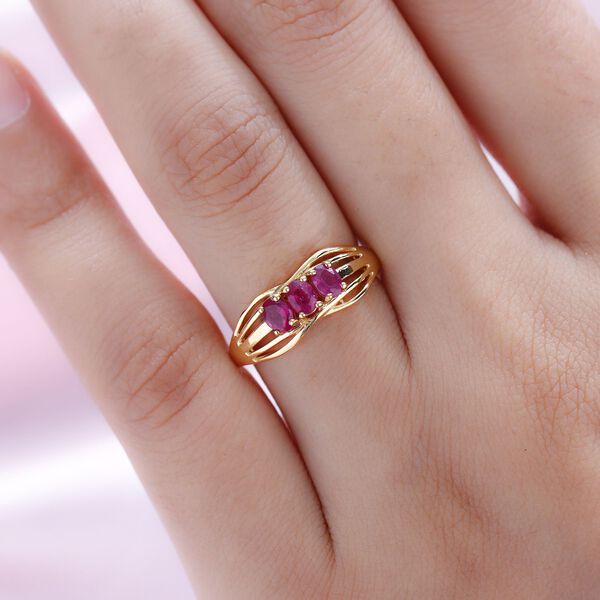 Afrikanischer Rubin-Ring, 925 Silber vergoldet, ca. 0.71 ct image number 3