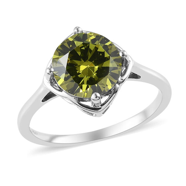 LUSTRO STELLA Peridot Zirkonia Ring 925 Silber platiniert  ca. 3,35 ct image number 4