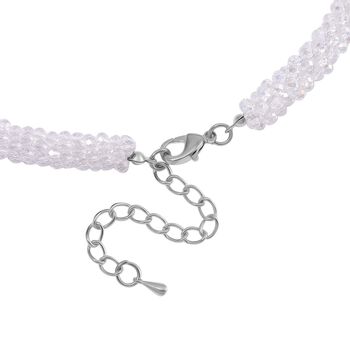 Simulierte mystische wei&szlig;e Kristall-Halskette, 50+5 cm