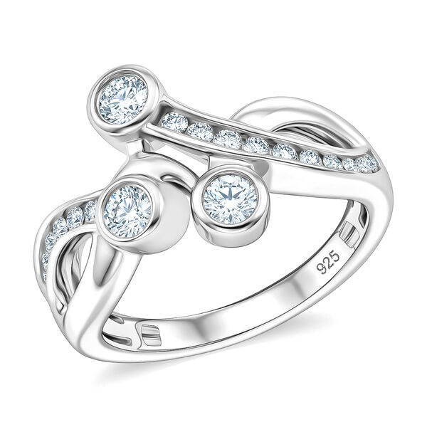 88 Facetten Moissanit Ring 925 Silber platiniert  ca. 0,63 ct image number 6
