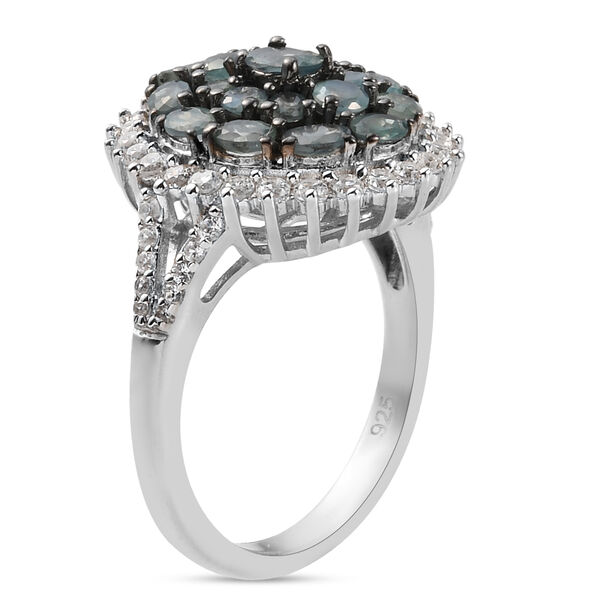 Alexandrit und Zirkon Ring 925 Silber platiniert  ca. 1,95 ct image number 5
