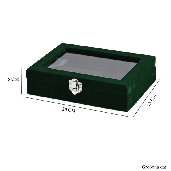 Elegante Schmuckbox aus edlem Samt mit Glasdeckel, 20x15x5 cm, Cremebeige image number 6