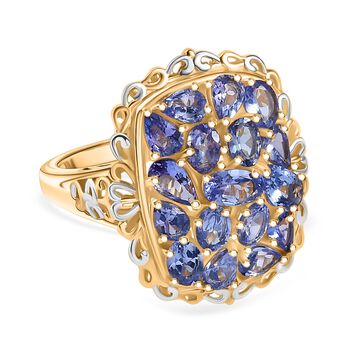 Tansanit Ring Nickelfreies Messing platiniert und vergoldet (Gr&ouml;&szlig;e 16.00) ca. 2,91 ct