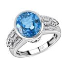 Elektrischer Blau Topas, weißer Zirkon Ring, 925 Silber platiniert (Größe 17.00) ca. 5.00 ct image number 3