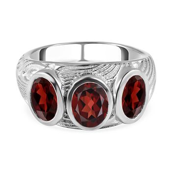 Roter Granat Ring, Messing platiniert (Gr&ouml;&szlig;e 16.00) ca. 2,63 ct