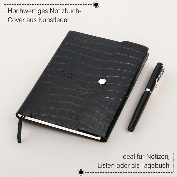 Serpentine Notizbuch Geschenkset mit Kugelschreiber - schwarz image number 4
