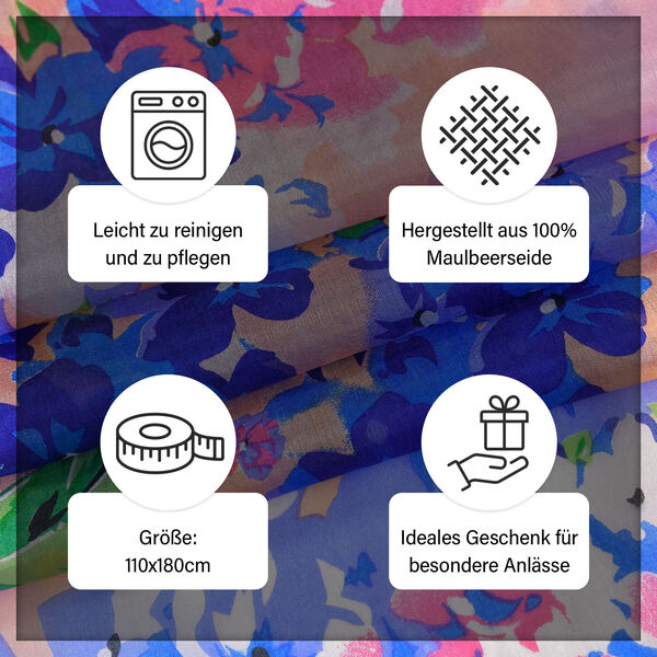 LA MAREY - Chiffonschal aus 100% Maulbeerseide in Rosa mit Lila Blumenmuster image number 5