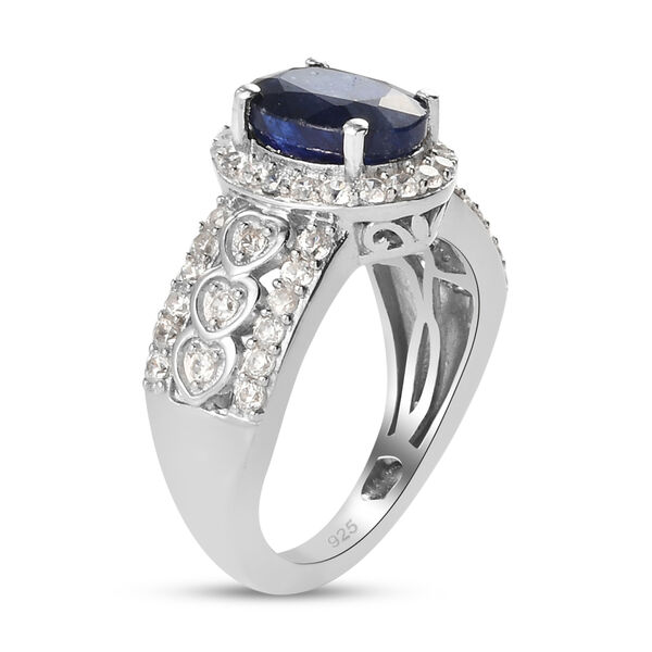 Masoala Saphir und Zirkon Ring, 925 Silber platiniert, 3,71 ct. image number 5