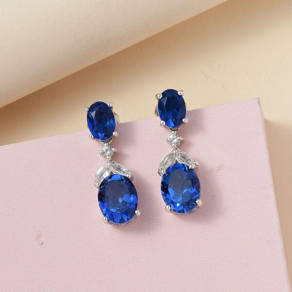 Ceylonfarbene Quarz und wei&szlig;e Topas-Ohrringe - 6,60 ct. image number 2