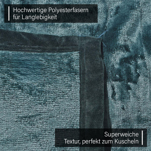 Premium Kuscheldecke aus 100% Mikrofaser, 450 gsm, Größe: 150x220 cm, blaugrün image number 11
