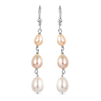 AA Mehrfarbige S&uuml;&szlig;wasser Perle Ohrringe 925 Silber rhodiniert