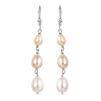 AA Mehrfarbige S&uuml;&szlig;wasser Perle Ohrringe 925 Silber rhodiniert