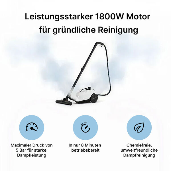 Professioneller Mehrzweck-Dampfreiniger &ndash; 1800 W Hochdruck-Dampfreiniger mit 5 Bar und 1,5L Edelstahl-Tank image number 5
