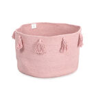 Aufbewahrungskorb aus 100 % Baumwolle mit Quasten, 45x45x30 cm, Altrosa