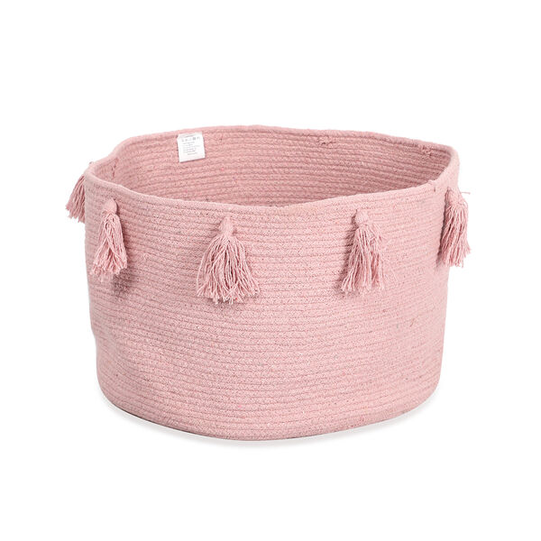 Aufbewahrungskorb aus 100 % Baumwolle mit Quasten, Altrosa image number 0