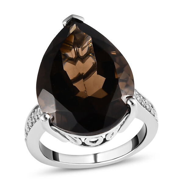 Rauchquarz Ring, 925 Silber platiniert, ca. 15,14 ct image number 3