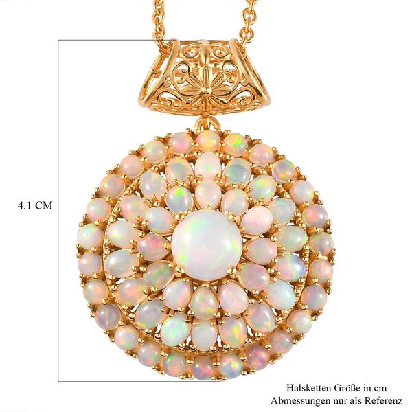 Natürlicher, äthiopischer Opal-Anhänger mit Kette, 925 Silber vergoldet ca. 6.69 ct image number 7