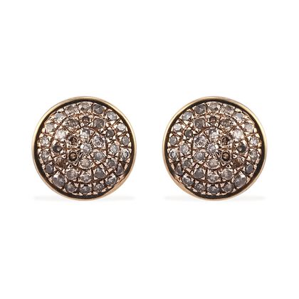 Natürliche Champagner Diamant-Ohrstecker, 925 Silber Gelbgold Vermeil ca. 0.33 ct