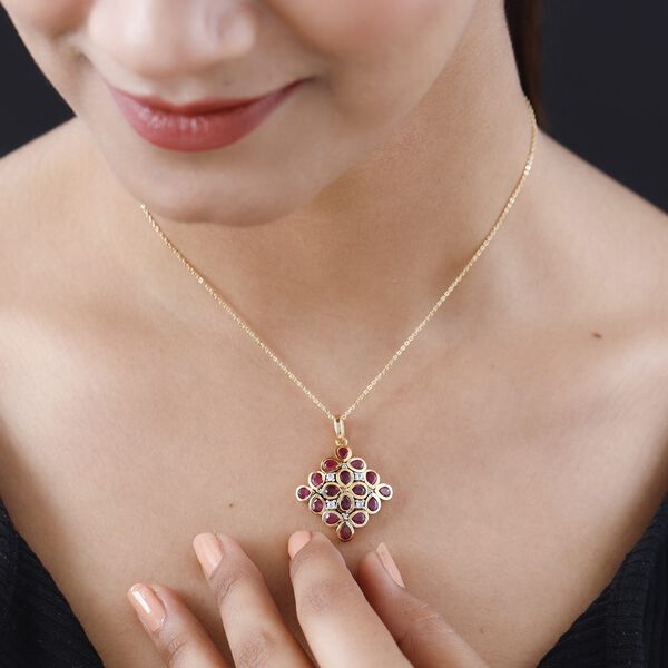 Afrikanischer Rubin und Zirkon-Anh&auml;nger mit Kette - 2,81 ct. image number 2