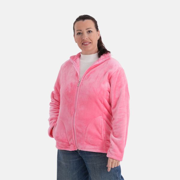 LA MAREY - Velvet Jacke aus Samt mit Rei&szlig;verschluss, Gr&ouml;&szlig;e L/XL