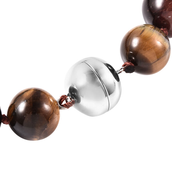 Mehrfarbige Tigerauge-Halskette, ca. 50 cm lang mit Magnetschloss, 925 Silber, ca. 823,65 ct image number 6