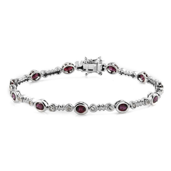 Anthill Granat und Zirkon-Armband, ca. 20 cm, 925 Silber platiniert, ca. 5,62 ct image number 0