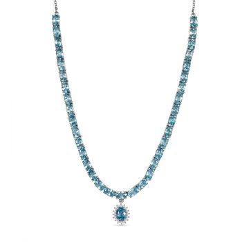 D'Joy Blauer Zirkon Halskette ca. 45 cm 925 Silber rhodiniert ca. 25,96 ct.