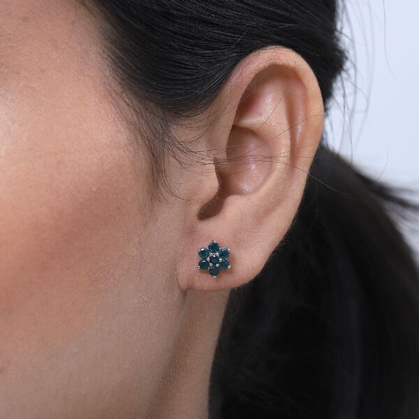 Blaugrüner Grandidierit Ohrstecker 925 Silber platiniert  ca. 0,91 ct image number 3