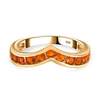 Salamanca Feueropal Ring 925 Silber vergoldet (Gr&ouml;&szlig;e 19.00) ca. 0.69 ct