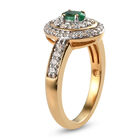 Sambischer Smaragd und Zirkon-Ring, 925 Silber Gelbgold Vermeil  ca. 0,79 ct image number 4
