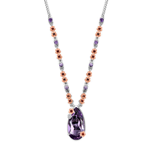 D'Joy AAA Rose De France Amethyst Halskette ca. 45 cm 925 Silber ca. 8,96 ct. image number 0