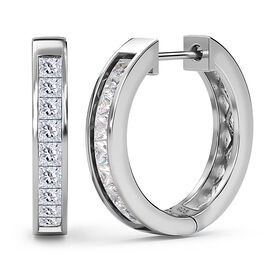 Moissanit Creolen, 925 Silber platiniert - 0,85 ct.