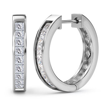 Moissanit Creolen, 925 Silber platiniert, ca. 0.85 ct