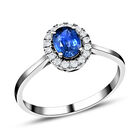 ILIANA - AAA Ceylon-Saphir und weißer Diamant-Ring, SI G-H 750 weiß Gold (Größe 17.00) ca. 1,25 ct