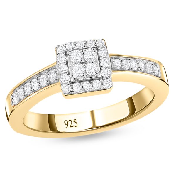 Diamant Ring 925 Silber Gelbgold Vermeil image number 5