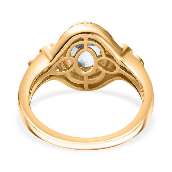 Blau Topas, Weißer Zirkon Ring Messing (Größe 16.00) ca. 1,60 ct image number 5