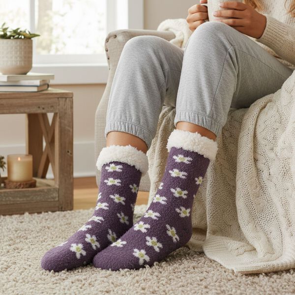 "1 pair Sherpa socks Material:100%polester NW:90G" image number 2