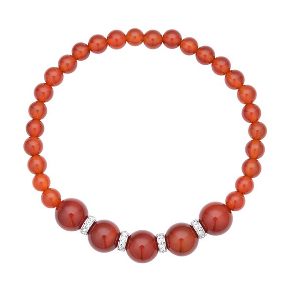 Rotes Achat Armband, ca. 19 cm, Edelstahl ca. 72.20 ct