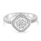 88 Facetten Moissanit Ring 925 Silber platiniert (Größe 16.00) ca. 0,36 ct