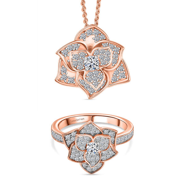 LUXURIANT DIAMOND- SI Labor Diamant Ring und Anh&auml;nger mit 45cm Kette