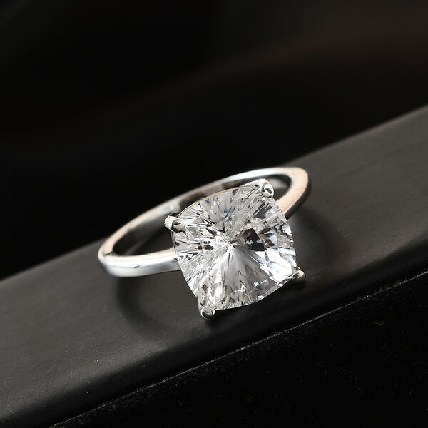 LUSTRO STELLA Österreichischer weißer Kristall Solitär Ring 925 Silber Platin-Überzug image number 2