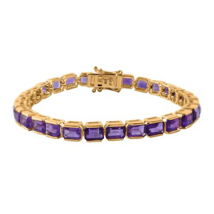 AA Afrikanischer Amethyst Armband ca. 19 cm 925 Silber Gelbgold Vermeil ca. 16,25 ct.