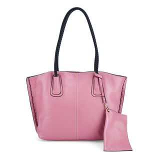 2er-Set Echtleder-Shopper, stilvolle Handtaschen mit passendem Reißverschluss-Etui, Altrosa 2er-Set Echtleder-Shopper, stilvolle Handtaschen mit passendem Reißverschluss-Etui, Altrosa