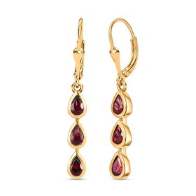 AAA Orissa Rose Granat Ohrringe, 925 Silber Gelbgold Vermeil ca. 1.75 ct