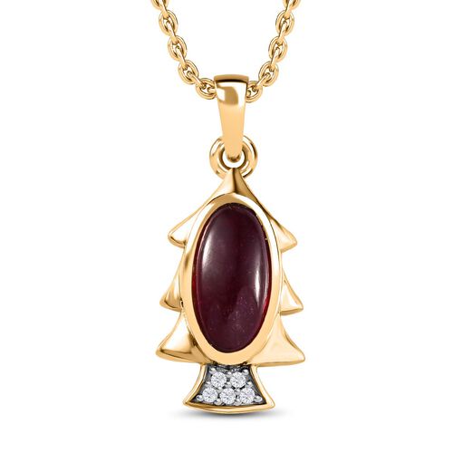 Afrikanischer Rubin (Fissure gefüllt), Kanchanaburi Blauer Saphir Schmuckset 925 Silber Gelbgold Vermeil ca. 3,76 ct. image number 0
